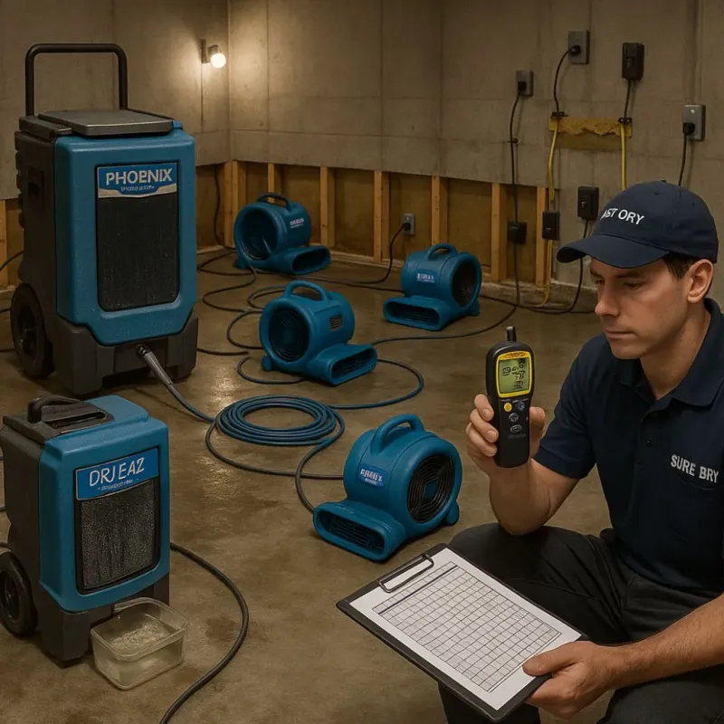 Structural Drying and Dehumidification process in Platteville, WI